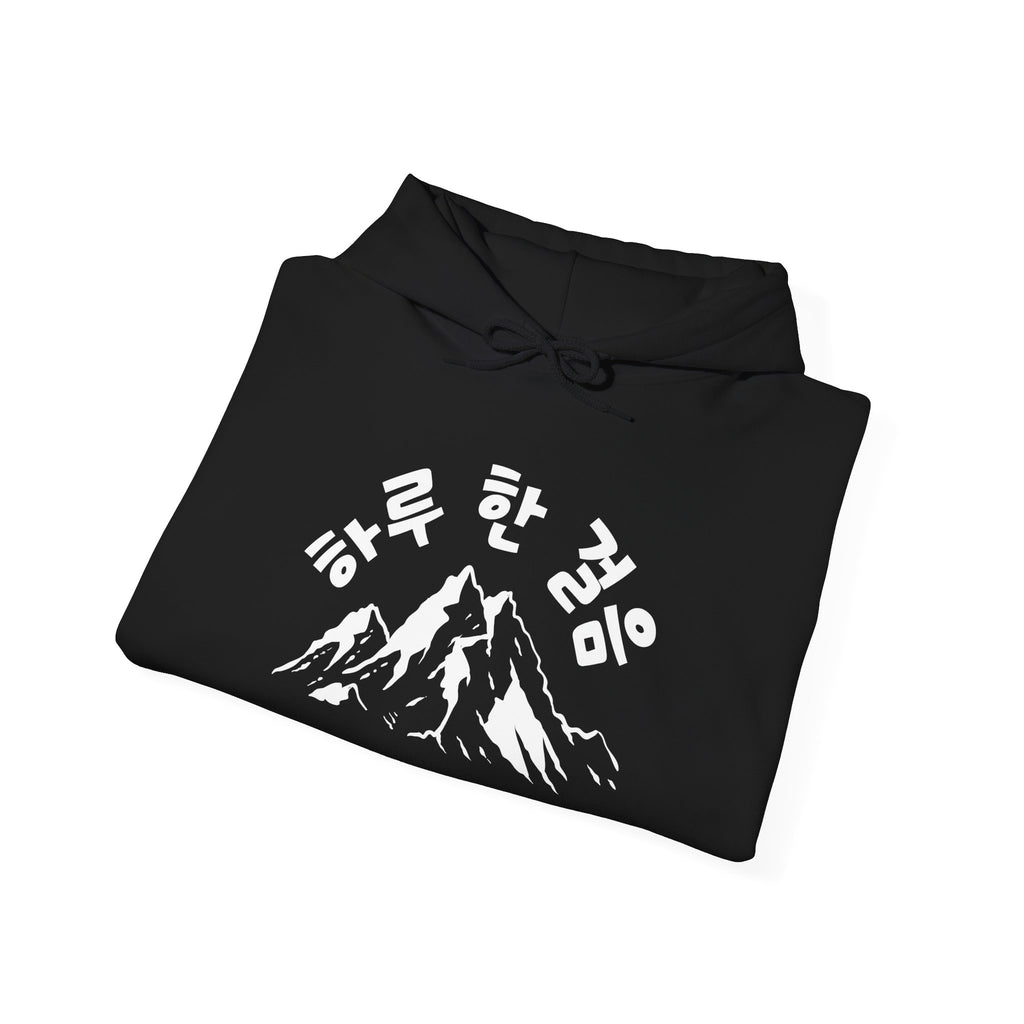 Sweat-shirt à capuche Unisexe en tissu épais avec motif coréen Hangeul "하루 한 걸음"
