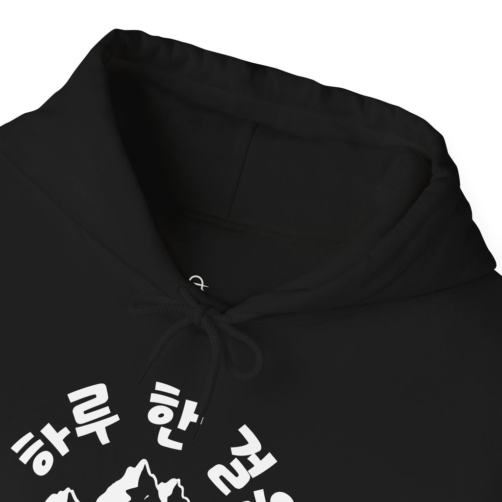 Sweat-shirt à capuche Unisexe en tissu épais avec motif coréen Hangeul "하루 한 걸음"