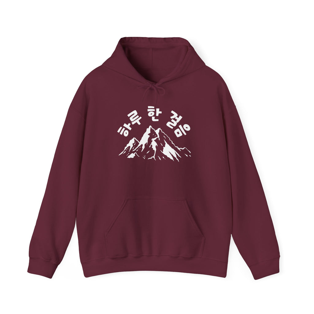 Sweat-shirt à capuche Unisexe en tissu épais avec motif coréen Hangeul "하루 한 걸음"